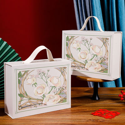 Buy Camellia Forest Wedding Favor Box Champagne Collapsible Gift Box With Magnetic Closure Floral Design online manufacture