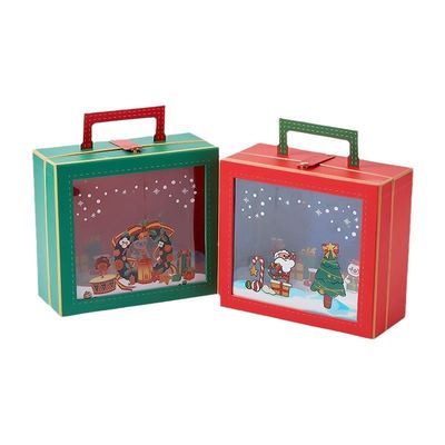 Купить Праздничное окно Рождественский подарочный ящик Премиум Xmas Eve Party Favor Packaging Красный зеленый опции Чистый дисплей Пустой ящик online manufacture