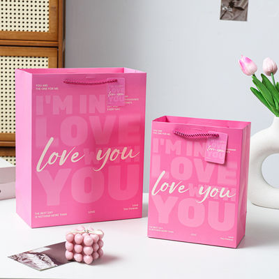 Buy Gift Bag Set Premium Textured Cardboard Packaging Twisted Rope Handles Romantic Gift Bags online manufacture