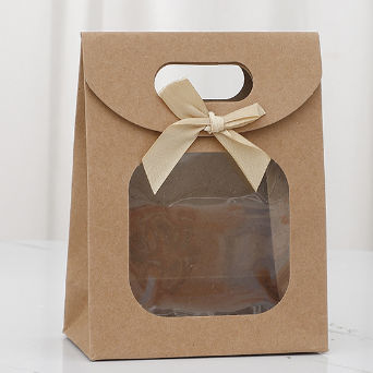 Buy Window Handbag Transparent Gift Bag Paper Bag Simple Packaging Bag Visible Portable Kraft Paper Bag online manufacture