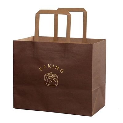 شراء Gold Foil Stamped Kraft Paper Bags Premium Packaging For Cakes Baked Goods Desserts Milk Tea & Gifts High - End Handheld Bags online manufacture