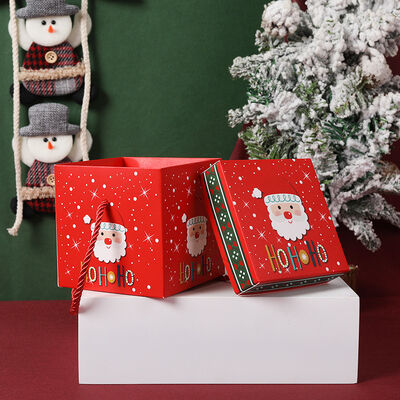 satın al Noel Noel Baba Yüzü Elma Hediye Kutusu Set Kırmızı Kağıt Ambalaj Bayramlı Taşıyıcı Yaka Tasarımı Sağlam Noel Akşamı Hediye Kutusu online manufacture