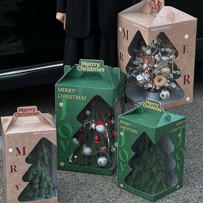 acheter Boîte cadeau de présentation de sapin de Noël avec fenêtre transparente, poignée de transport, emballage de vacances, boîte festive online manufacture