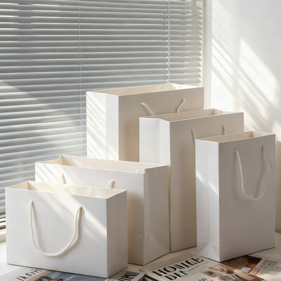 acheter Sacs fourre-tout en carton blanc exquis pour le commerce transfrontalier, sacs cadeaux personnalisés, sacs fourre-tout pour magasins de vêtements online manufacture