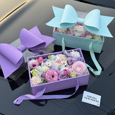 buy Transparent Floral Packaging for Bouquets Cakes Gifts Premium Ribbon Handles Modular Assembly Christmas Wedding Decorative Box online manufacture