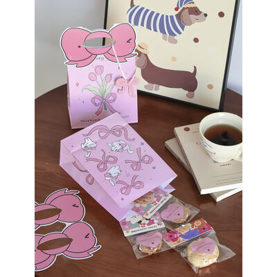 kaufen Pink Cat Selbstständige Verpackungstüten Schönes Design für Backwaren Schneeflocken zerbrechliche Süßigkeiten Premium Papiertüten perfekt zum Geschenken online manufacture