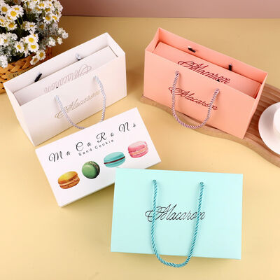 Buy New Macaron Pastry Packaging Set Premium Paper Gift Bag Box for Snowflake Crispy Candy Baking Treats Bulk Stock for Bakery Ideal for Gifting Shopping online manufacture