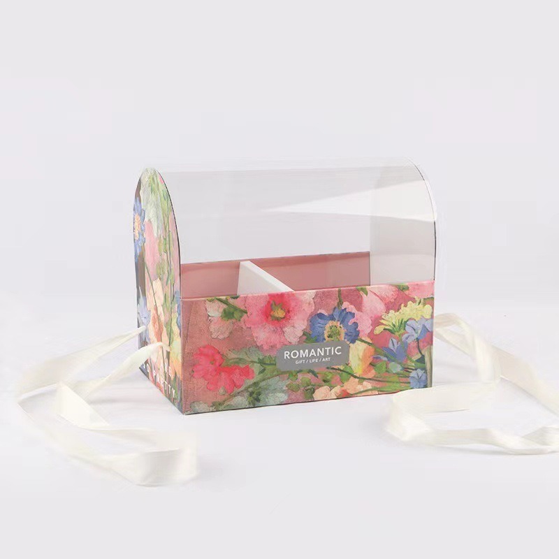 Hộp trưng bày sóng đôi lãng mạn trong suốt với hoa văn hoa màu đỏ