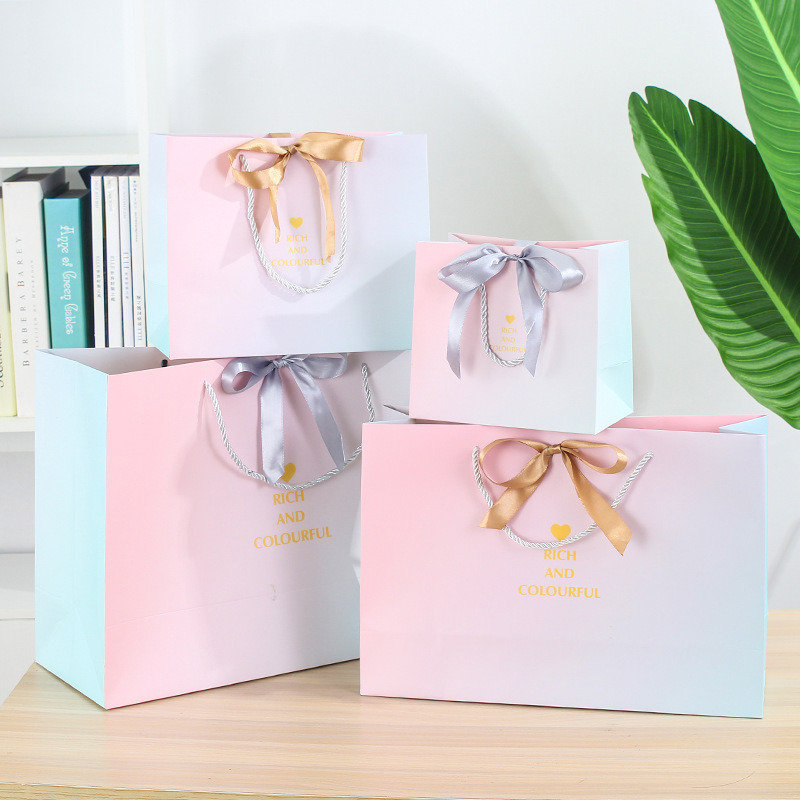 Gradient Color Clothing Paper Bag 18cm 36cm Custom Packaging For Small Business