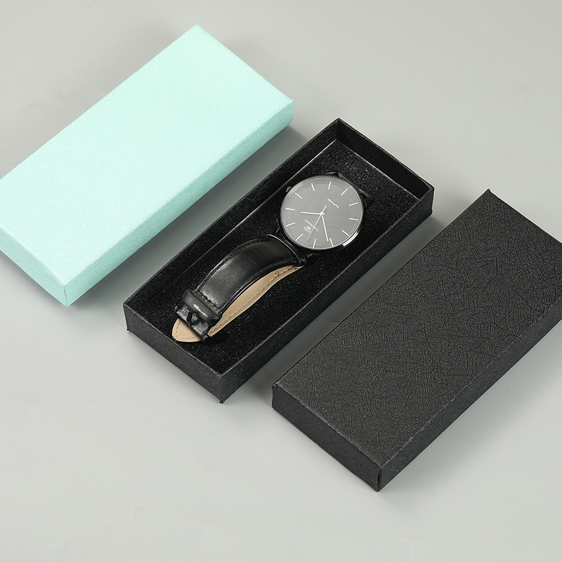 Jewelry Diecut Rigid Gift Box Watch Mint Green Black Velvet Packaging Box For Birthday