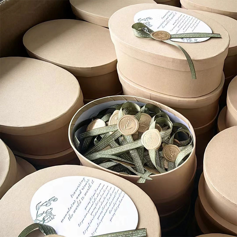 Kraft Paper Biscuit  Oval Gift Box Candy Kraft Paper Gift Boxes  19 X 13.5cm 24 X 19cm