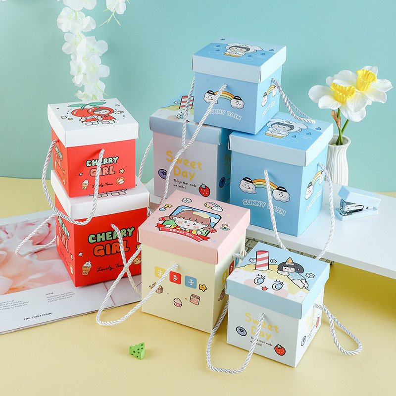 Niespodzianka Przenośne Drukowane Pudełka Pocztowe Świąteczne Pudełko na Jabłko 9,8 x 9,8 x 10cm