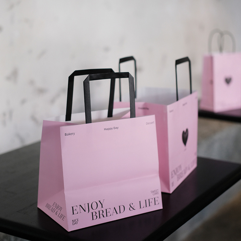 Flower Handbag Paper Tote Bags Gift Dessert Packaging Bags Customized Color