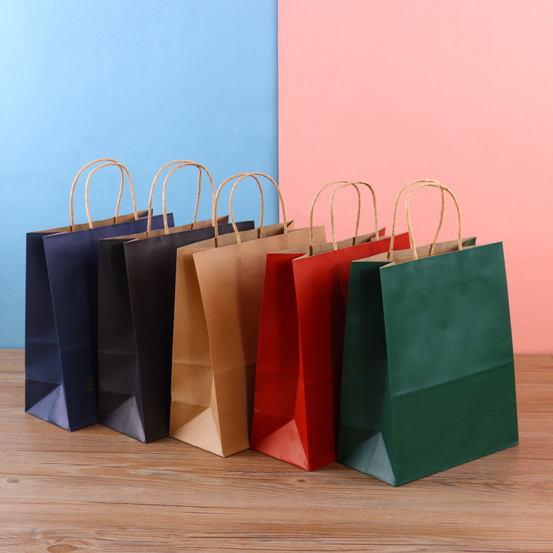 Colorful 21cm 33cm Paper Tote Bags Coffee Milk Tea Takeaway Packaging Bag