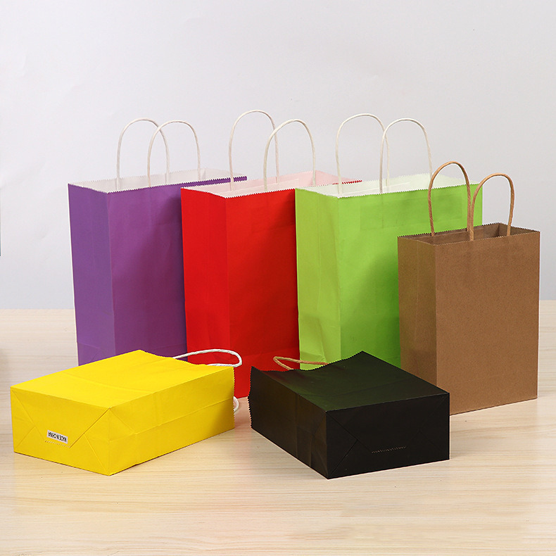 Colorful 21cm 33cm Paper Tote Bags Coffee Milk Tea Takeaway Packaging Bag