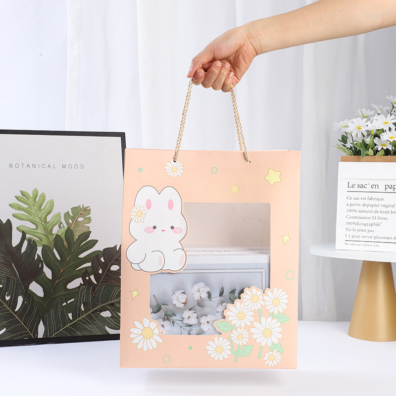 Wiederverwendbare Einkaufspapiertüten, individuelle Größe, Kraftpapier-Einkaufstüten, transparentes Fenster