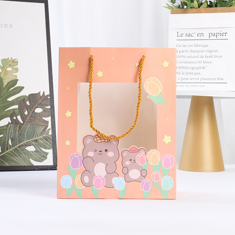 Wiederverwendbare Einkaufspapiertüten, individuelle Größe, Kraftpapier-Einkaufstüten, transparentes Fenster