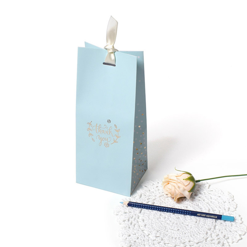 Blue Gold Foil Business Paper Bags Handheld Gift Personalized Tote Bag For Ties Scarves