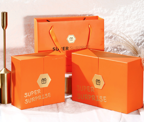 Двойная открывающаяся парфюмерия складываемые подарочные коробки оранжевые складываемые картонные часы деловые Валентины