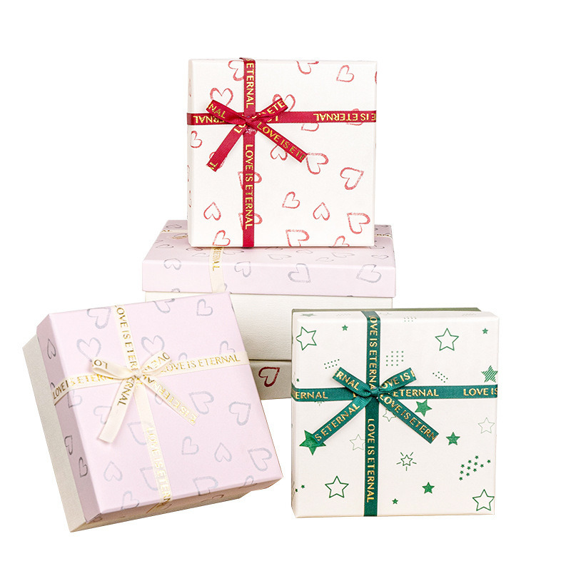 Gift Box Set Premium Heart Pattern Packaging Pink Box In Box Design Cosmetic Perfume Presentation Luxury Ribbon Accent