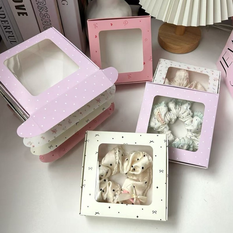 Windowed Scrunchie Gift Boxes Premium Handmade Hair Accessory Packaging  Universal Gift Boxes For Hair Ties & Decorations Aircraft Box Style