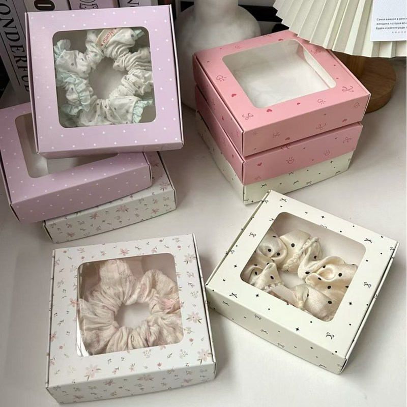Windowed Scrunchie Gift Boxes Premium Handmade Hair Accessory Packaging  Universal Gift Boxes For Hair Ties & Decorations Aircraft Box Style