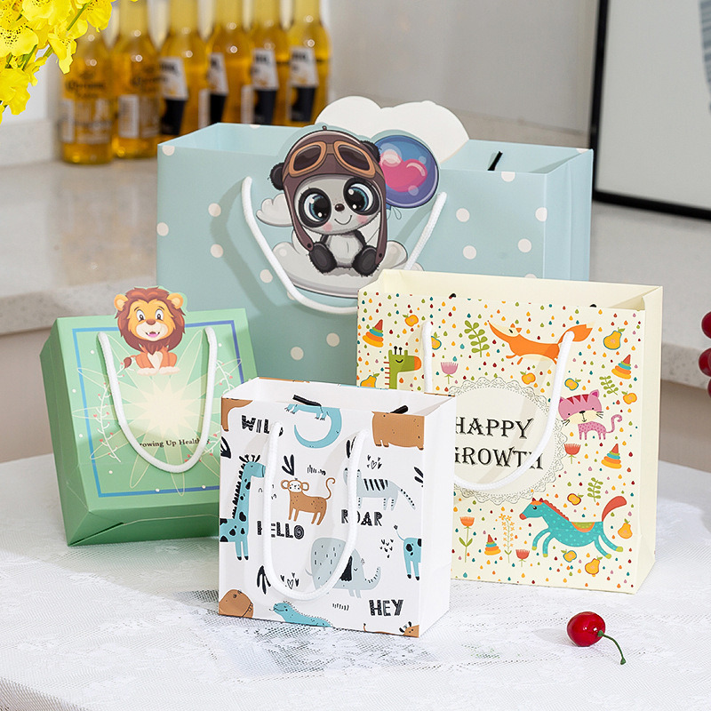 Custom Printed Cartoon Paper Gift Bags - Handheld Packaging For Gifts Party Favors & Return Gifts Cartoon - Themed Gift Bags With Rope Handles