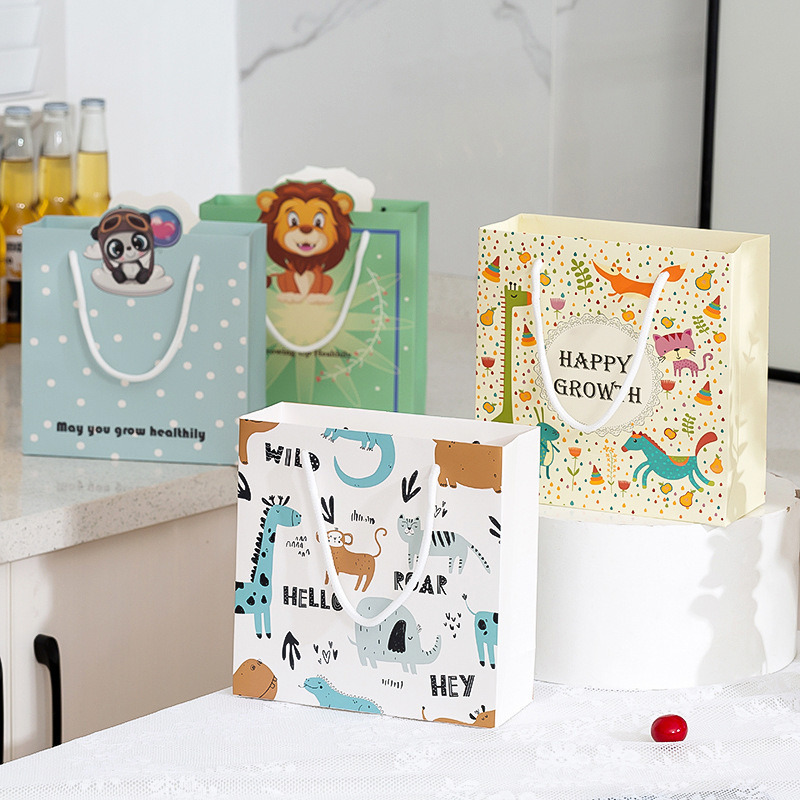 Custom Printed Cartoon Paper Gift Bags - Handheld Packaging For Gifts Party Favors & Return Gifts Cartoon - Themed Gift Bags With Rope Handles