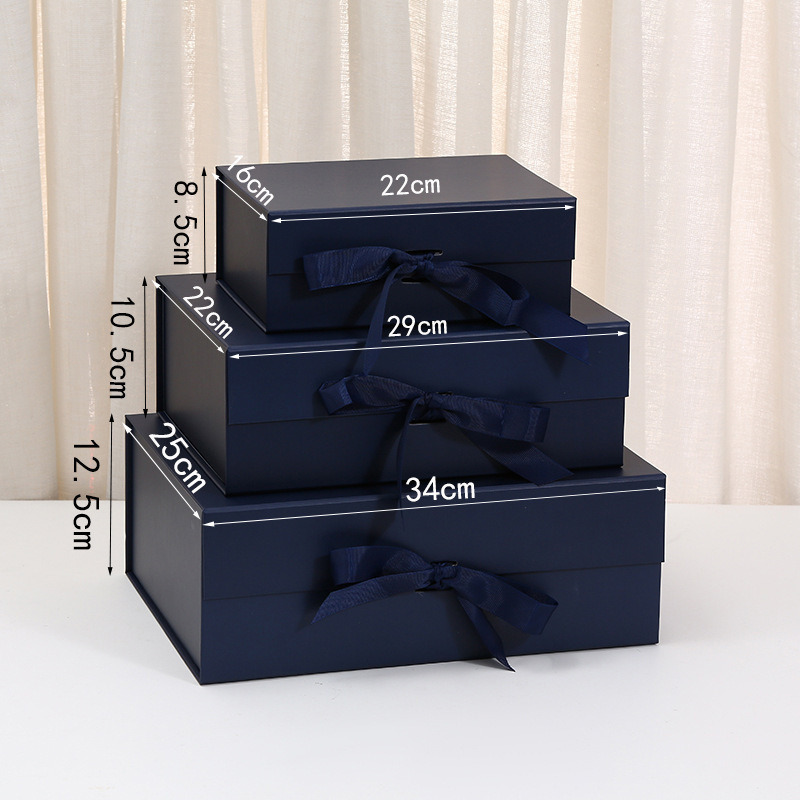 Custom Rigid Gift Box Large White Magnetic Flip Gift Box With Ribbon One-Piece Foldable Empty Box For Wig Packaging Valentine's Day & Gift Giving