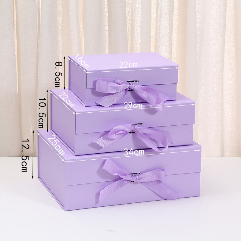 Custom Rigid Gift Box Large White Magnetic Flip Gift Box With Ribbon One-Piece Foldable Empty Box For Wig Packaging Valentine's Day & Gift Giving