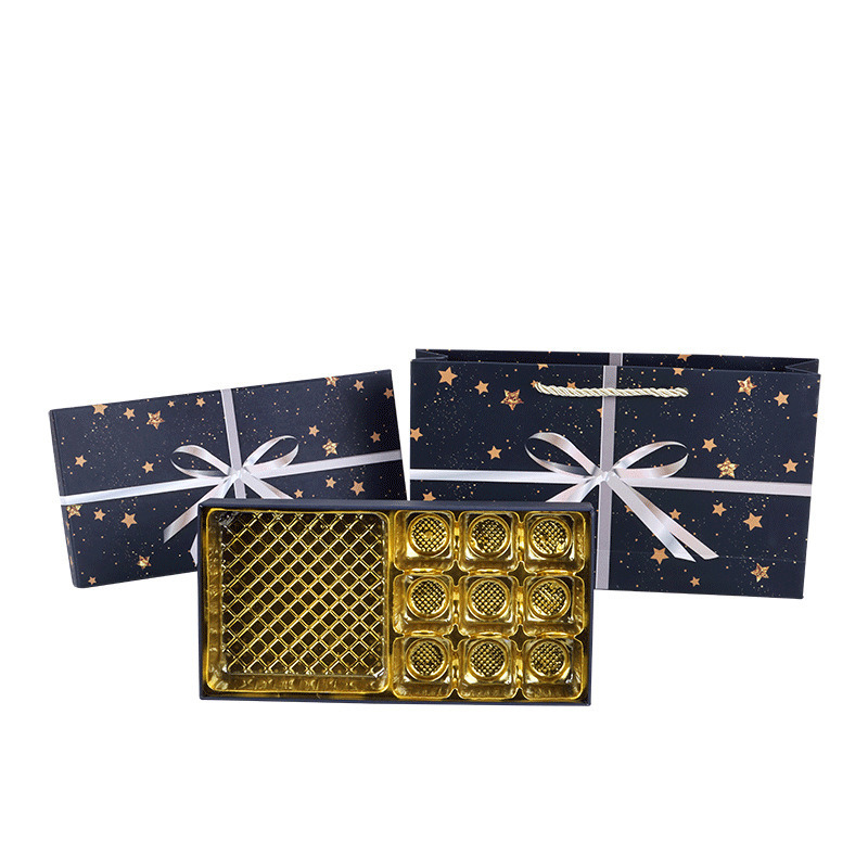 Chocolate Gift Box Gold Foil Valentines Day Birthday Packaging Holiday Present Box with Matching Gift Bag Included