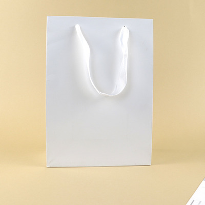 Pure White Shopping Paper Bags Luxury Flat Handle Garment Carrier Bag