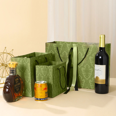 Garment Printed Kraft Bags Green Handheld Tote Bags Logo Customized