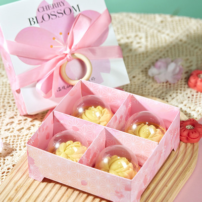 Handle Qingtuan Folding Paper Packaging Box Glossy Lamination Blossom Gift Boxes